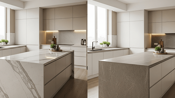 You are currently viewing Sintered Stone vs Quartz Countertops: Differences, Benefits, and Which One Wins