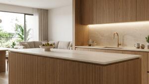 Read more about the article Fluted Wood and Stone Surfaces: A Textured Kitchen Pairing to Watch